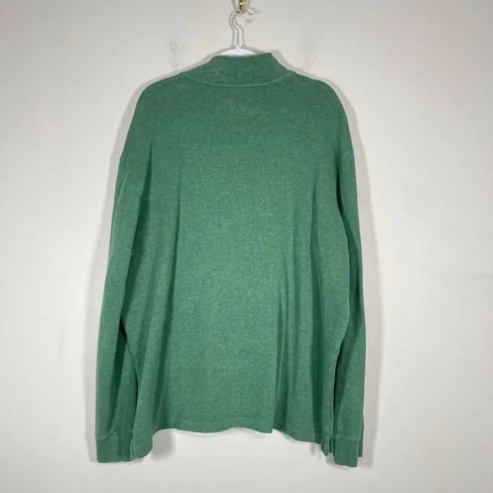 Polo Ralph Lauren Mens Sweater Quarter Zip Pullover Green Orange Pony Preppy XXL